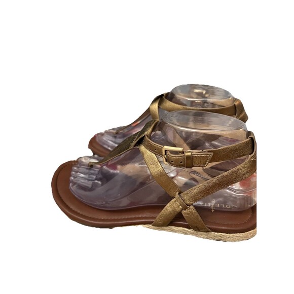 Cole Haan Women's Micro-Wedge Gold Leather Thong Sandals Size 7.5 Resort Comfort - Picture 1 of 12